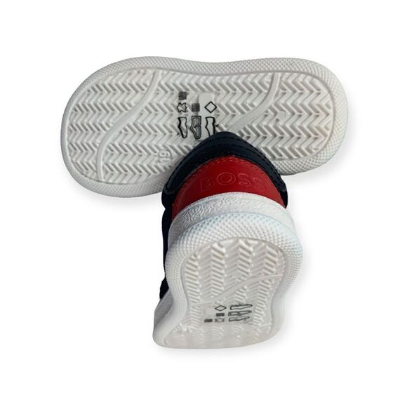 Hugo Boss velcro strap combo navy leather walkers crib shoes, size 19 - Picture 6 of 8